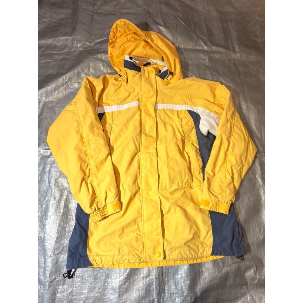 Vintage Columbia Core Interchange Jacket Womens XL Yellow Blue Shell Hooded Ski